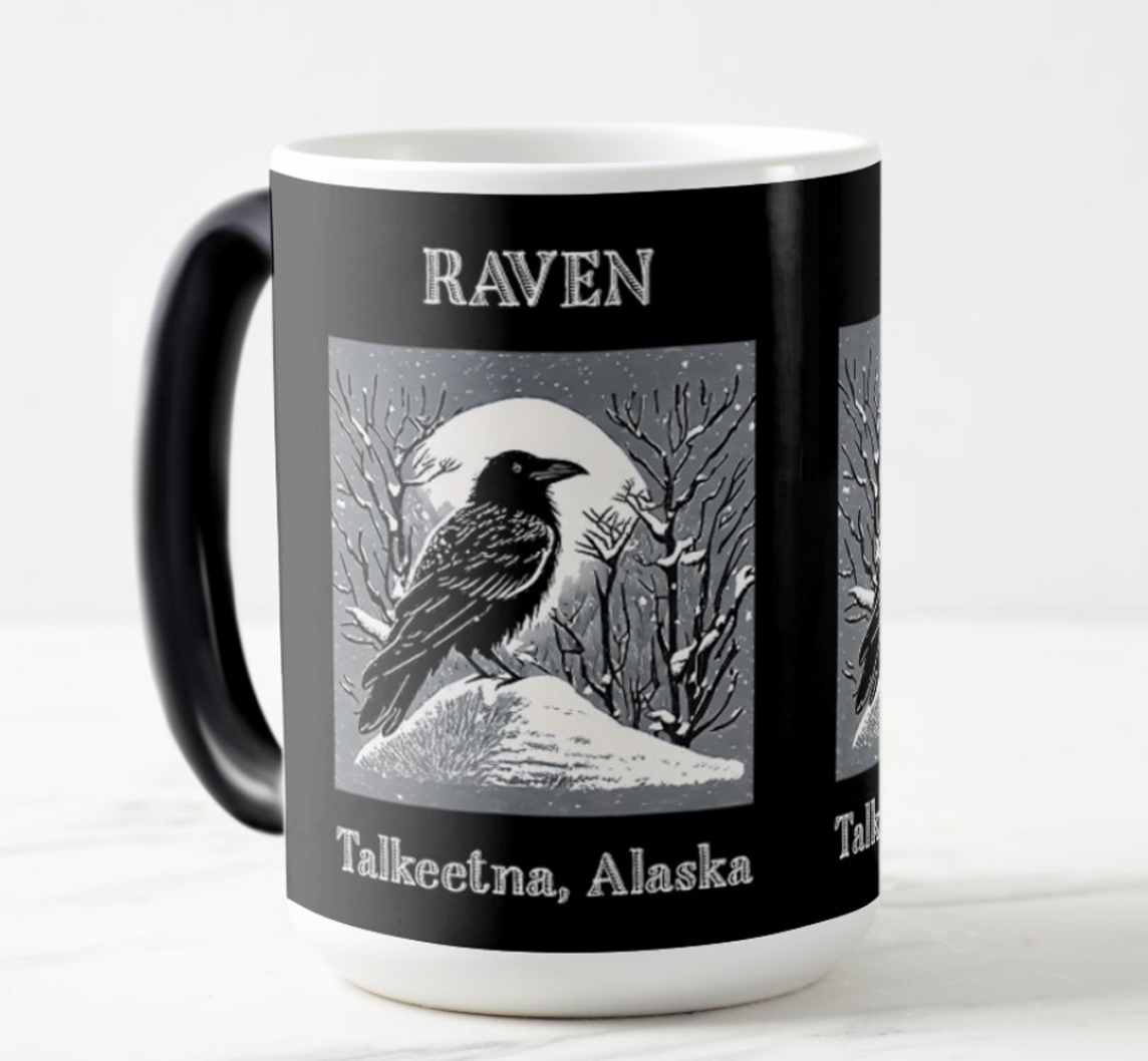 talkeetna alaska raven mug